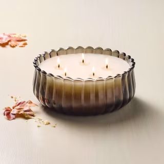 Hearth & Hand with Magnolia 5-Wick XL Scalloped Glass Harvest Chestnut Jar Candle