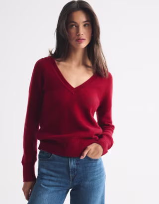 Abercrombie & Fitch Merino Wool-Blend V-Neck Sweater