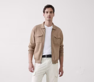 Banana Republic Factory Chest-Pocket Zip Sweater Jacket