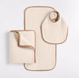 Crate & Barrel Kids Supersoft Undyed Organic Cotton Gauze Serenade Gift Set