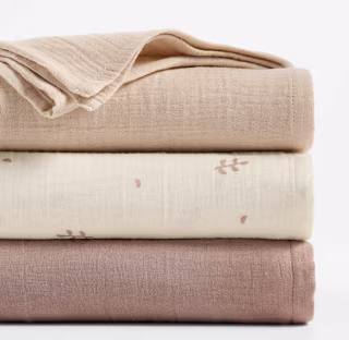 Crate & Barrel Kids Supersoft Organic Cotton Gauze Lullaby Baby Swaddles