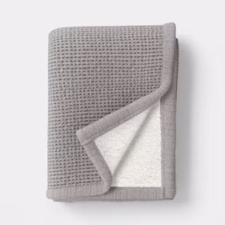 Threshold Chenille Knit Throw Blanket with Faux Shearling Reverse