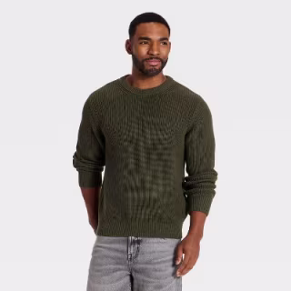 Goodfellow & Co Men's Long Sleeve Cotton Textured Crewneck Pullover
