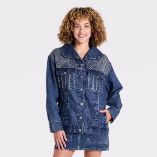 Universal Thread Relaxed Embroidered Denim Jacket