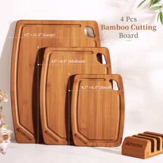 Astercook 4-Piece Bamboo Cutting Board Set
