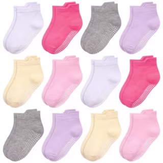 Elutong Non Slip Toddler Socks with Grip (12 Pairs)