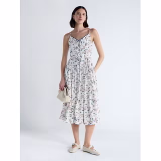 Free Assembly Women's Linen Blend Sleeveless Belted Midi Dress