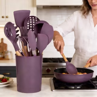Mainstays Bamboo and Silicone Kitchen Utensil Set (14 Piece)