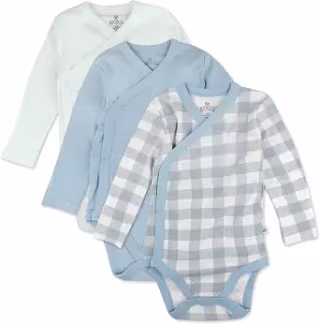 HonestBaby Baby 3-pack Long Sleeve Side-snap Kimono Bodysuits