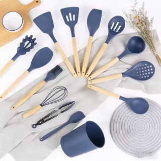 Mainstays Bamboo and Silicone Kitchen Utensil Set (14 Piece)