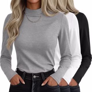 Ficerd Women's Mock Turtleneck Tops (Set of 3)