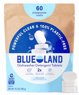 Blueland 100% Plastic-Free Dishwasher Detergent Tablets, 60ct, Free & Clear