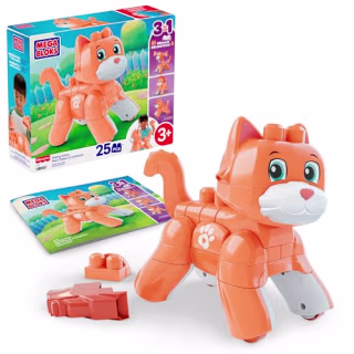 Mega Bloks Fisher-Price 3-in-1 Rolling Kitten Building Block Toy