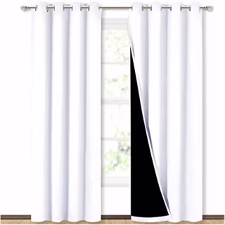 Nicetown White 100% Blackout Curtains