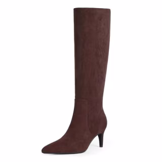 QIY Knee High Kitten Heel Boots