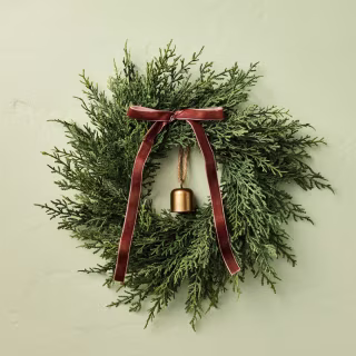 Hearth & Hand with Magnolia Christmas Cedar Bow Bell Mini Wreath