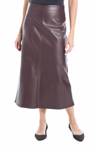 Max Studio Faux Leather A-Line Skirt