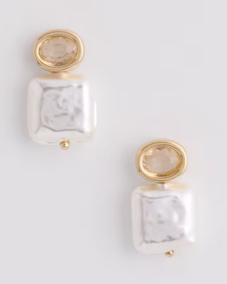 Chico's Geo Faux Pearl Drop Earrings