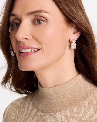 Chico's Geo Faux Pearl Drop Earrings