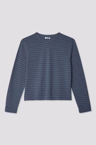 Save Khaki United LS Boxy Boat Neck Stripe Tee