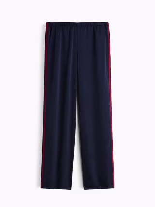 Gap Satin Pull-On Wide-Leg Track-Stripe Pants