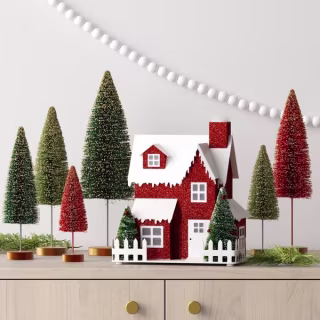 Wondershop Sisal Bottle Brush Tree Christmas Figurine Set (6 Count)