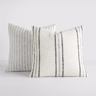Becky Cameron 2-Pack Yarn-Dyed Patterns Gray Throw Pillows 