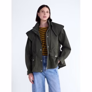 Free Assembly Cinched Utility Jacket with Hood