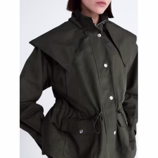 Free Assembly Cinched Utility Jacket with Hood