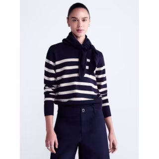 Free Assembly Cropped Crewneck Sweater with Scarf