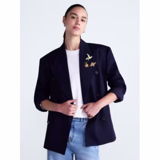Free Assembly Embellished Wool Blend Boxy Blazer