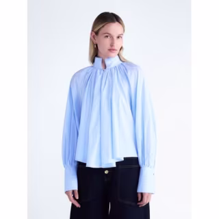 Scoop Flowy Volume Cotton Blouse