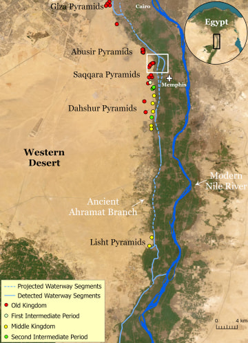 Extinct branch of the Nile River map