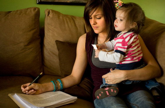 Image: Ashley Van Wormer, 20, studies for a GED