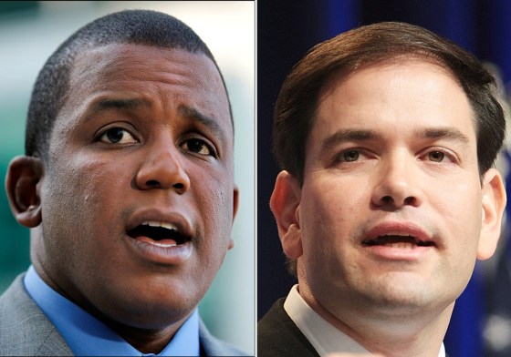 Florida Senate candidates, Democrat Kendrick Meek, left, and Republican Marco Rubio, right.