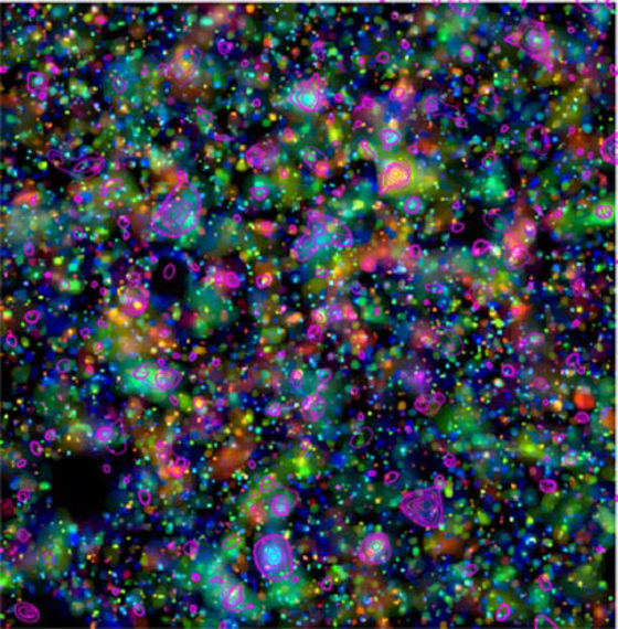 Image: The galaxy density in the COSMOS field surveyed by the Hubble Space Telescope