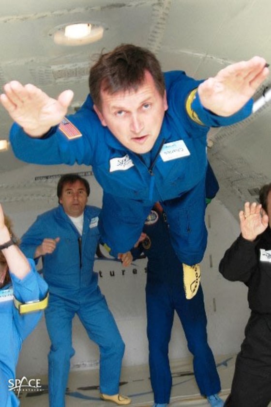 Space tourist Charles Simonyi trains for weightless flight. Credit: Space Adventures.