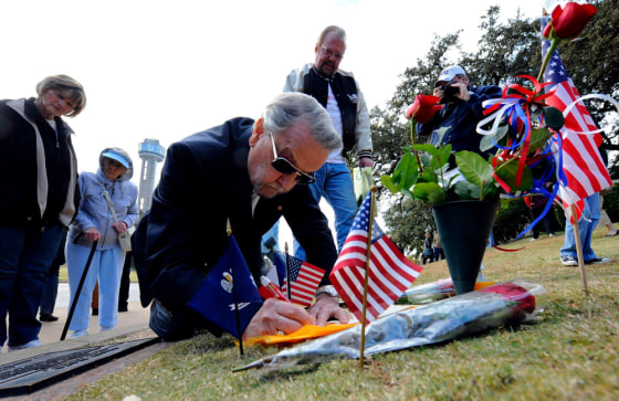 Image: The 45th anniversary of President John F. Kennedy's assassination on November 22, 1963 at Dealey Plaza outside the Texas School Book Depository in Dallas, Texas when he was shot in the head while in his motorcade.
