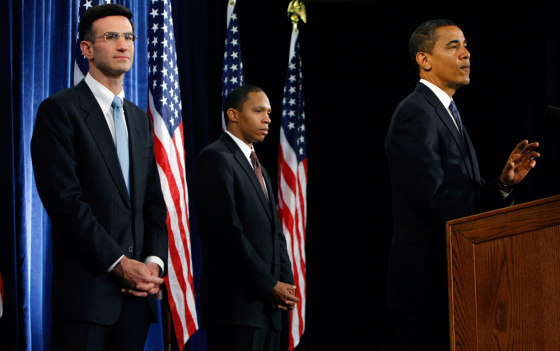 Image: Peter Orszag, Rob Nabors and President-elect Barack Obama