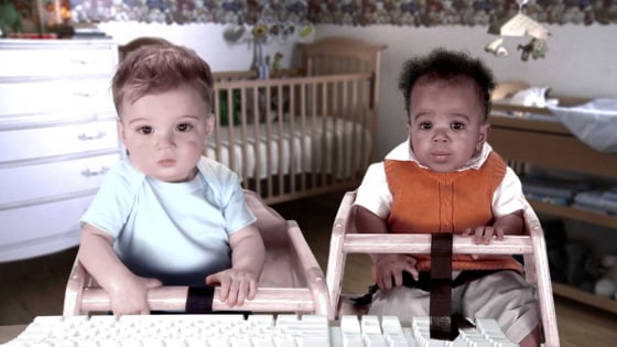 Out of the mouthes of babes? Two friends share stock tips in this E-Trade ad.