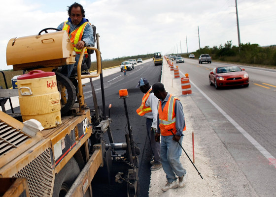Image: Road construction crews in Florida City, Florida.