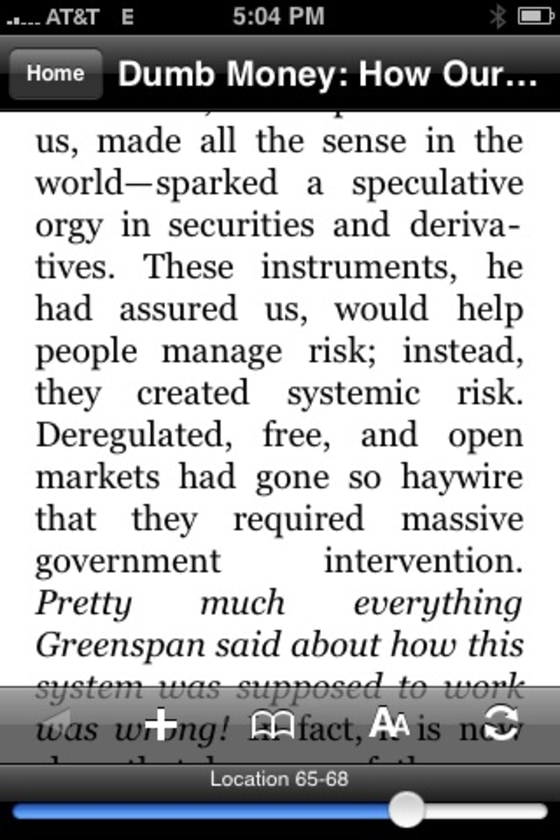 Image: Book excerpt using Kindle on iPhone