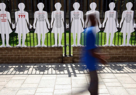 Image: Placards protesting rape in Johannesburg, South Africa