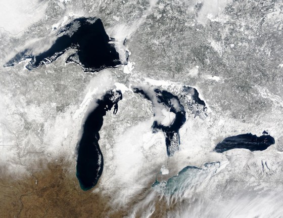 Research finds that the deepest areas of the Great Lakes are covered less often in ice during winter.