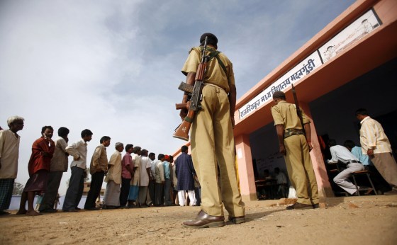 Image: Indian voters line up to cast their votes