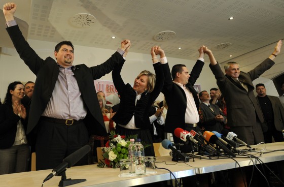 Image: Members of Hungary's far right wing group \"Jobbik\"