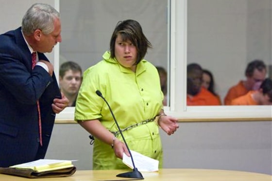 Korena Roberts, 27, is arraigned in Washington County court on Monday in Hillsboro, Ore.