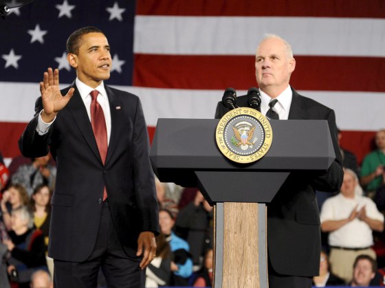 U.S. President Barack Obama speaks on his economic stimulus plan to residents of Elkhart, Indiana, USA