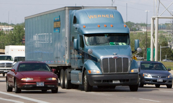 Image: Truck driving down highway