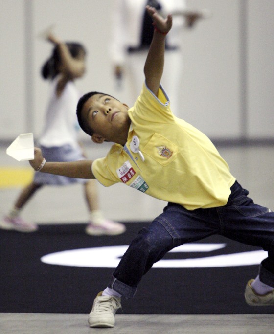 Image: Mong Thongdee at paper airplane competition